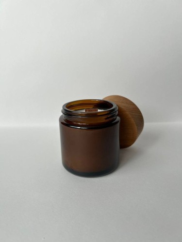 Glowing fire - Свічка соєва у склянці, 8х6 см (коричнева склянка)